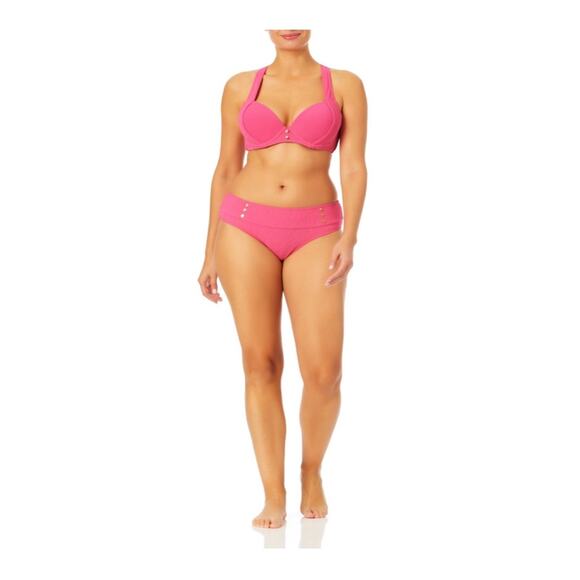NWOT Time and Tru Solid Popcorn Texture Plus Hot Pink Bikini Swimsuit 2X (20-22) - Picture 2 of 11